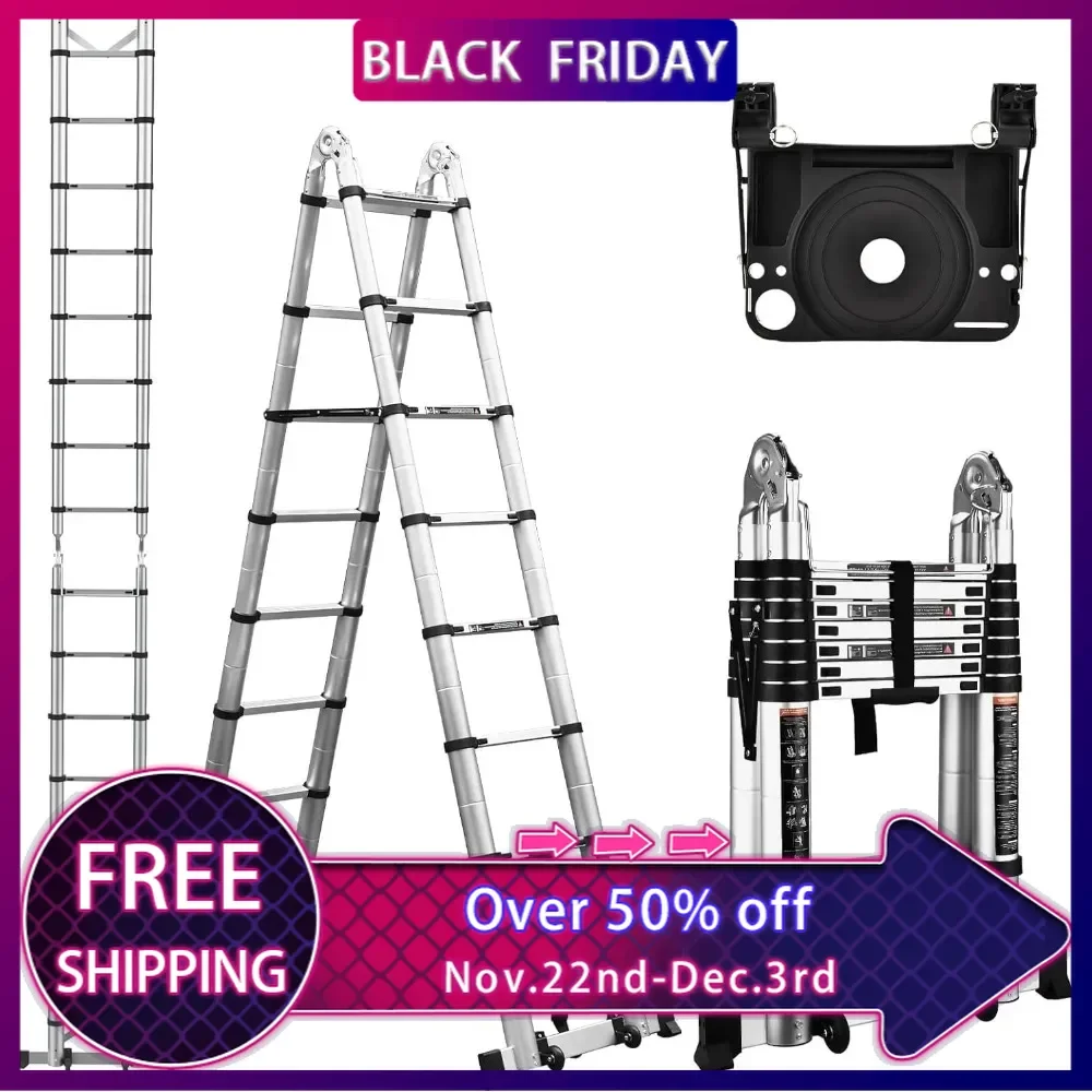 

Telescoping Ladder, 16.5 Ft A Frame Extension Ladder, Portable Collapsible RV Ladder, Aluminum Telescopic Ladder,Folding Ladders