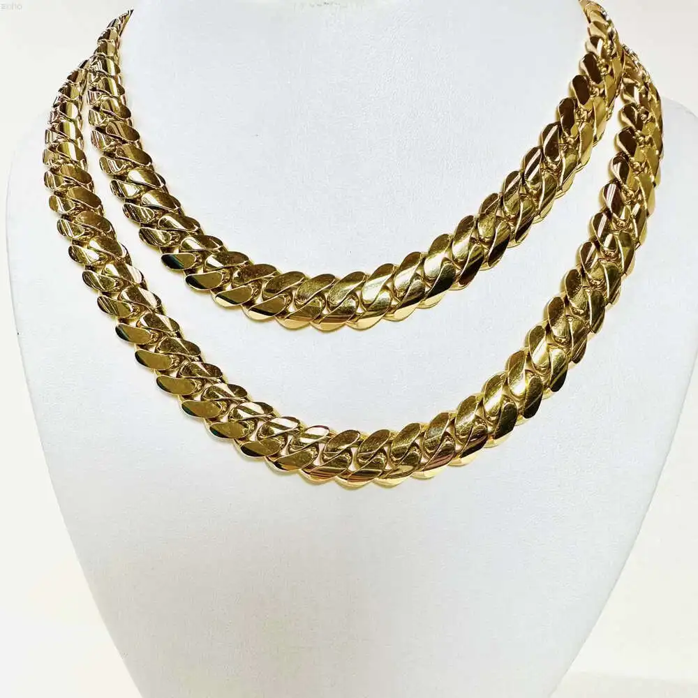 Custom Cuban Link Chain with Different Clasp Gold Plated Stainless Steel Miami Hip Hop Necklace Jewelry