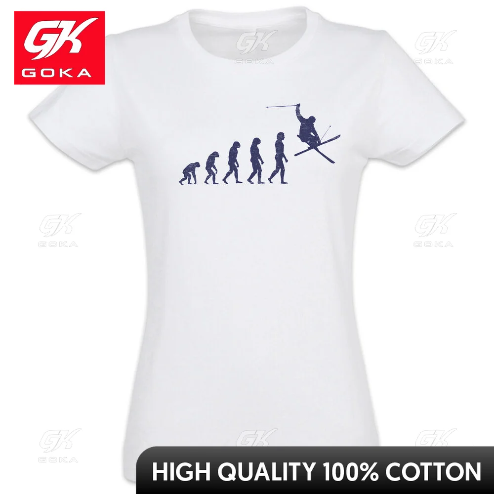 Skier Evolution  Graphic T Shirts Mens Clothing New in Tops & Tees Cotton Women Printed T-shirt Y2K Clothes Anime Funny Tshirt