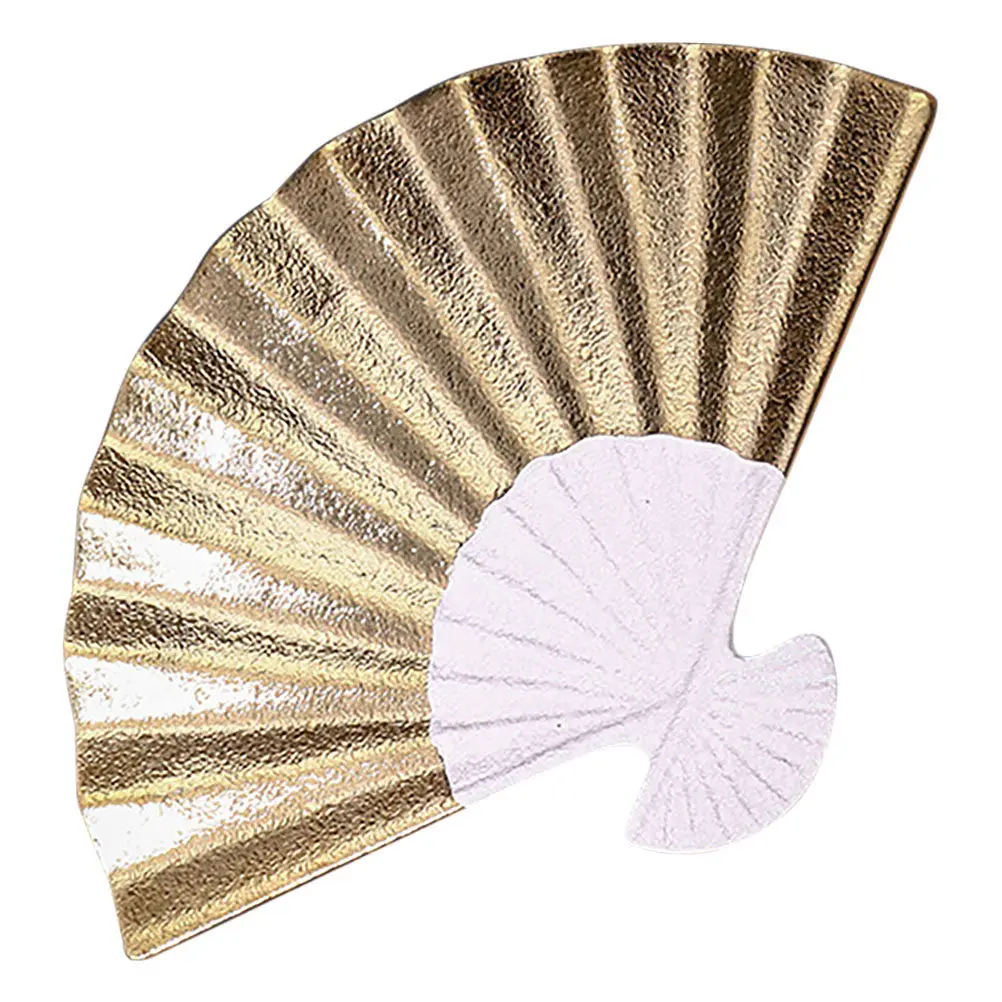 

Керамическая тарелка для суши в форме веера с гальваническим покрытием, элегантный японский фарфоровый поднос для подачи суши, сашими, салатов, пельменей