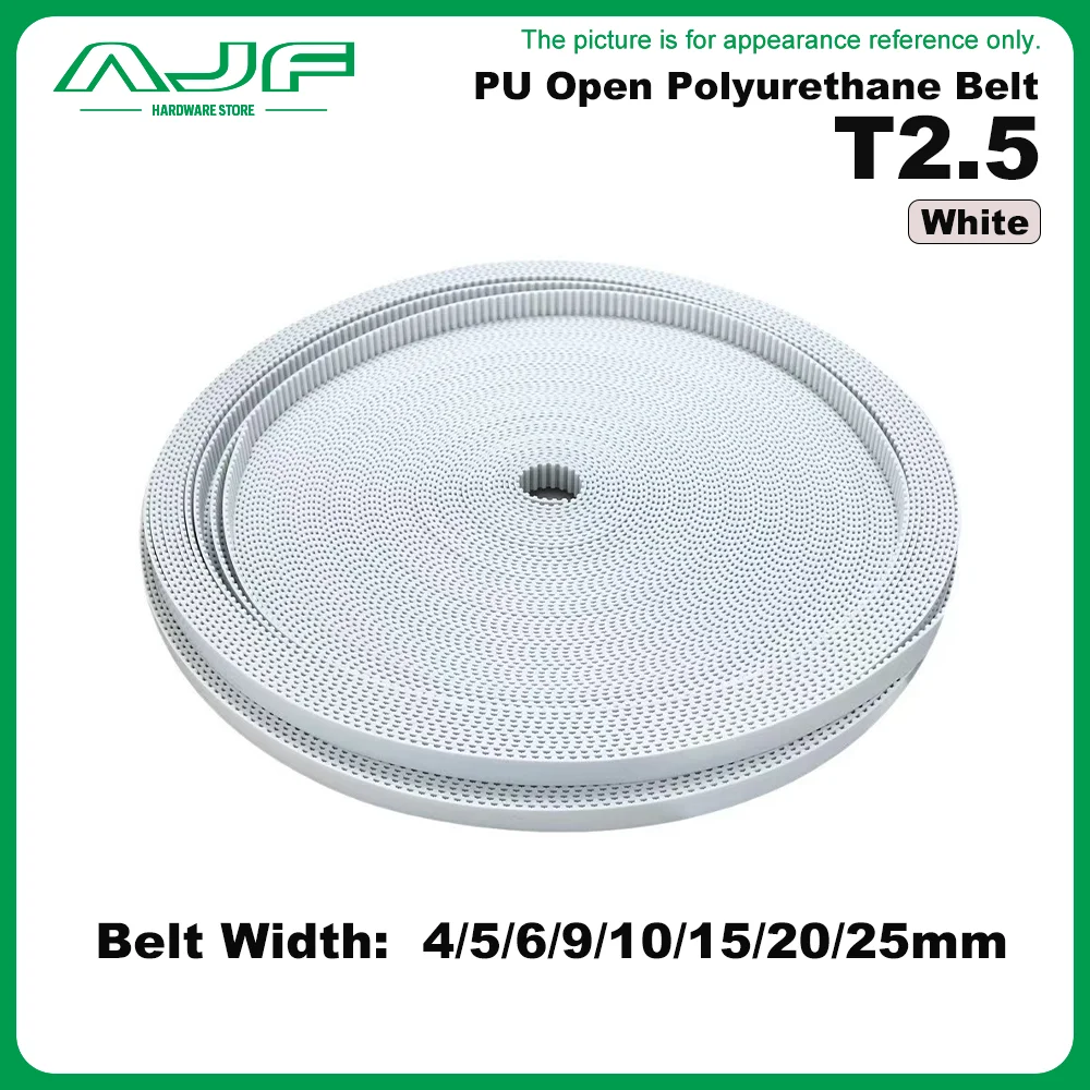 T2.5 Open synchronous Timing belt width 4/5/6/9/10/15/20/25mm Polyurethane steel PU T2.5 open Belt pulley 3D printer