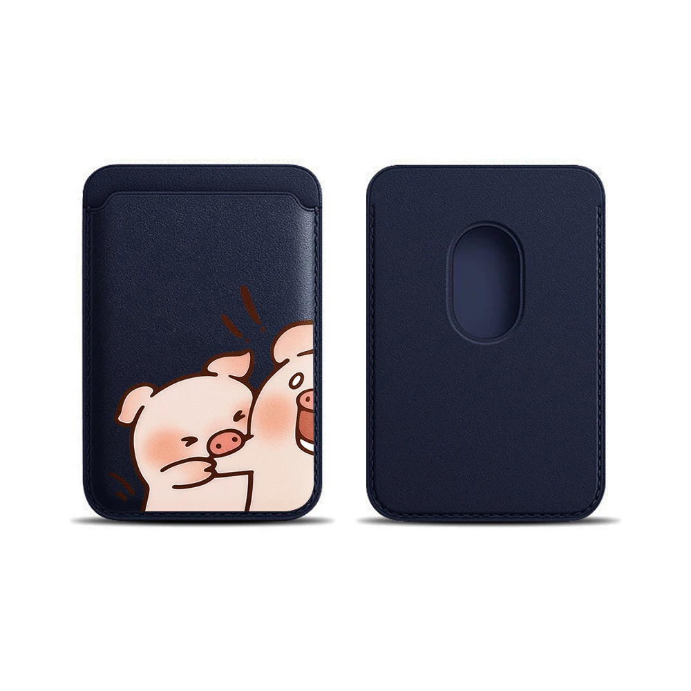 Leder-Kartenhalter mit Cartoon-Schweinchen-Motiv für Paare, Handy-Kartenhalter für Magnetische Hüllen, Geeignet für alle iPhone Magsafe Karten-Handy-Rückseiten-Taschen – Detail 15