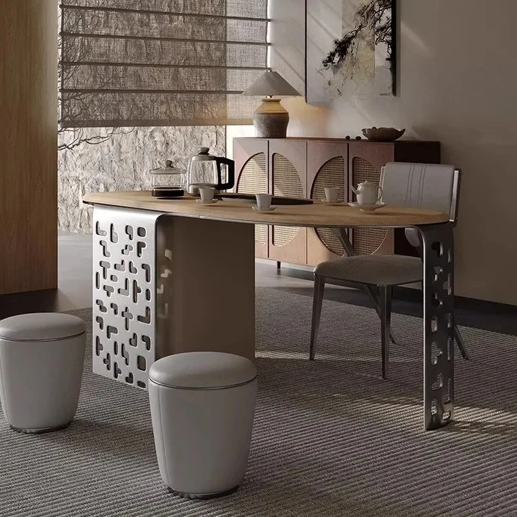 

Итальянский минималистичный чайный столик из цельного дерева и стул, современный минималистичный домашний чайный столик на балконе из ясеня