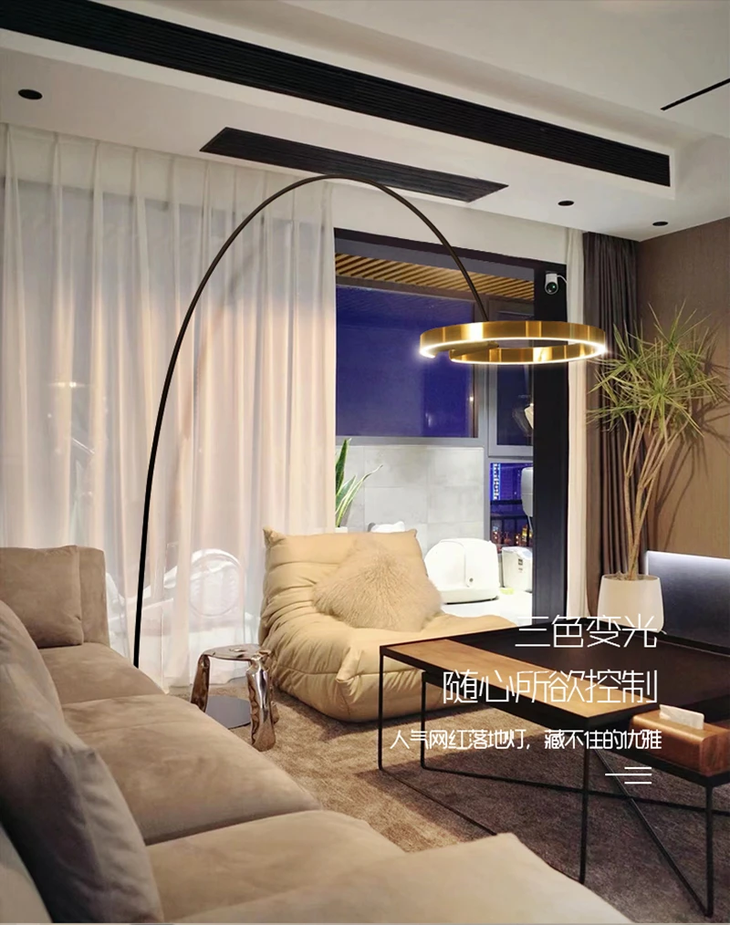 Modern Popular Big LED Floor Lamp Gold Copper Black Dimmable Living Room Hotel Robby Reading Room Decoration Floor Lamp