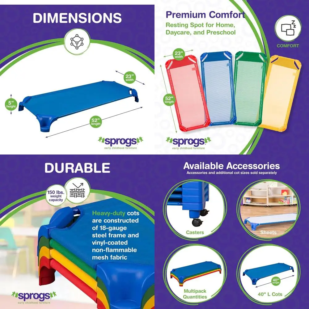 

Прочные складные кроватки для детских садов, 52 л, для детей и малышей, 4 шт., разные цвета, идеально подходят для сна и отдыха