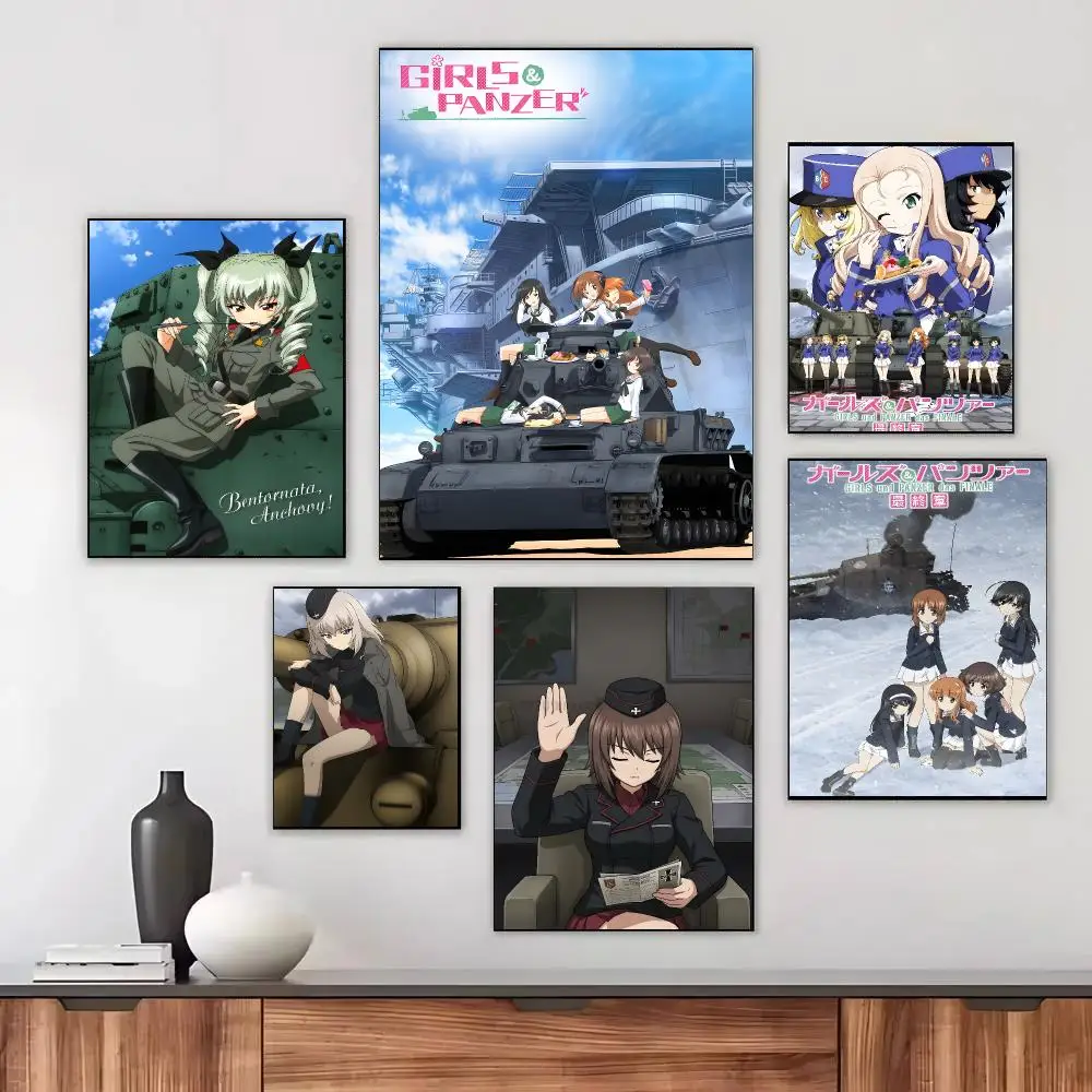 Anime G-girls Und Panzer Poster Self-adhesive Living Room Bedroom Party Bar Decor Moisture-proof Fade-resistant