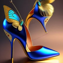 Blue Satin Butterfly Decor Shallow Pumps Crytsal Pointed Toe Shoes for Women Thin High Heels Sexy Shoes 2023 Zapatos Para Mujere