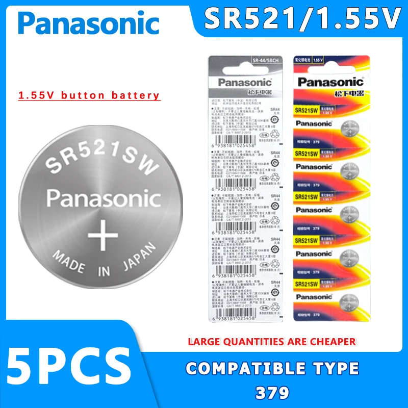 Panasonic-Batería Electrónica de botón SR521, 1,55 V, adecuada para Casio Longines Cartier Blue Balloon Innauge
