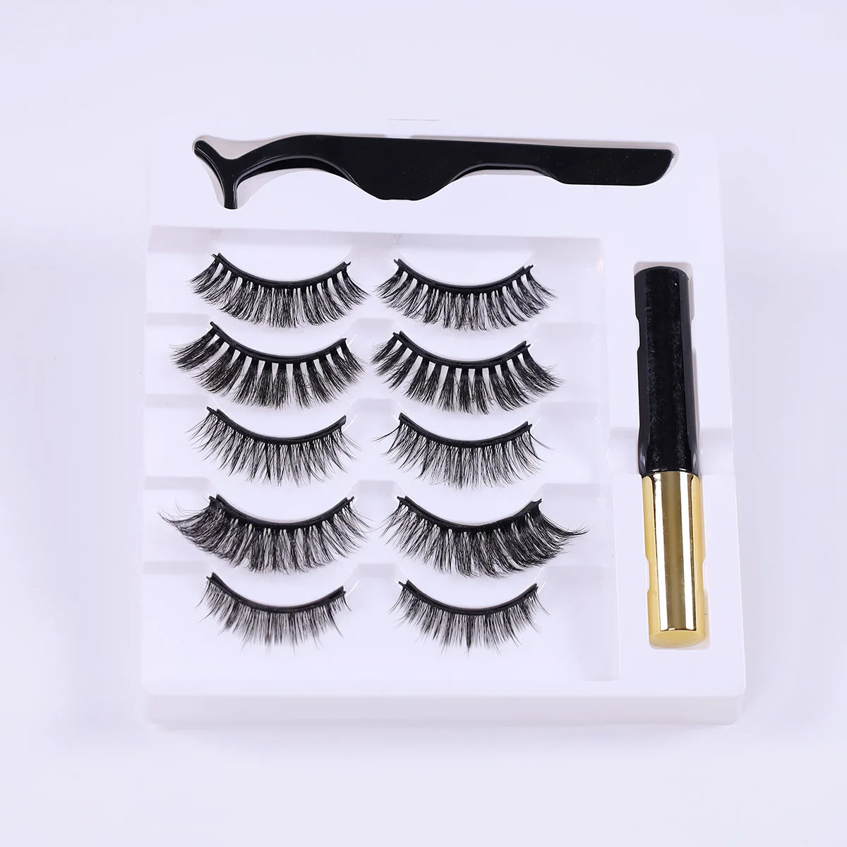 5 pares de kit de pestañas magnéticas: fácil de usar, sin necesidad de pegamento, usando la última tecnología de seis imanes para pestañas postizas 3D 5D
