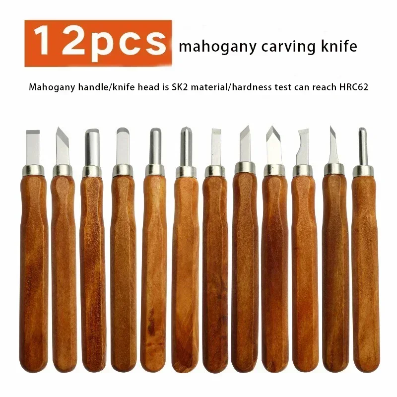 12pcs/set Wood Handle Wood Carving Chisel Cutter Wood Carving Knife Set Woodworking Engraving Carving Hand Tool Kit Tools Set