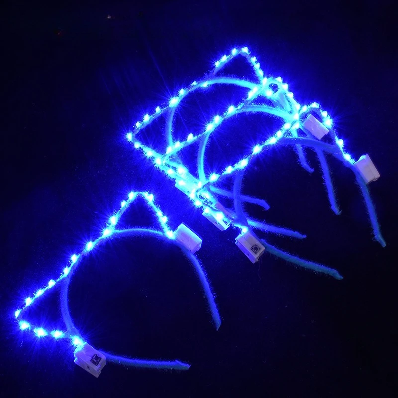 20 LED-Perlen, goldenes Leuchtendes Katzen- und Hasenohren-Stirnband, blinkender, leuchtender Haarreif, Konzert-Jubel-Kopfbedeckung, Karnevalsparty – Detail 4