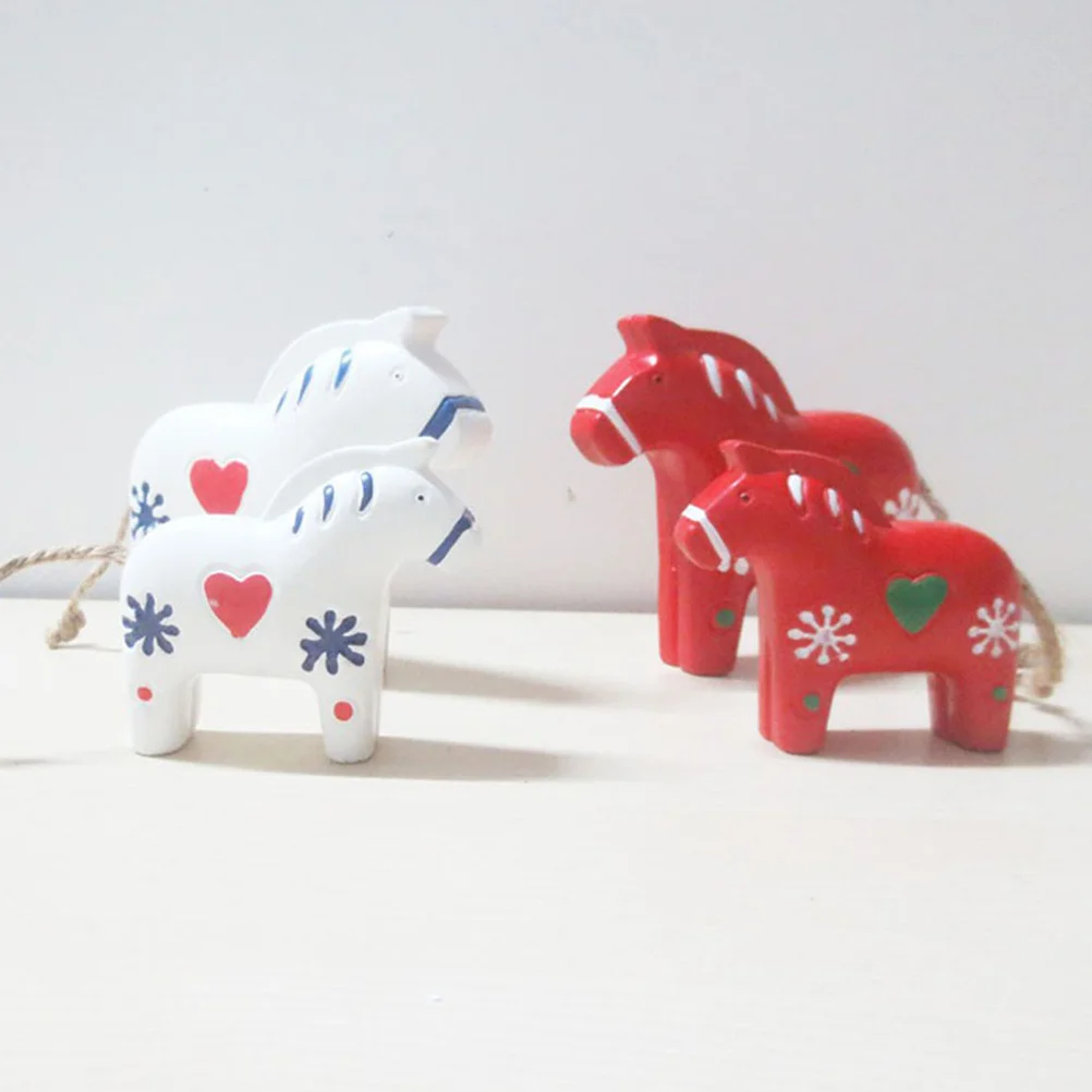 

2Pcs Creative Wooden Horse Shaped Adornment Exquisite Animal Crafts Mini Desktop Ornaments Home Office Decoration Red