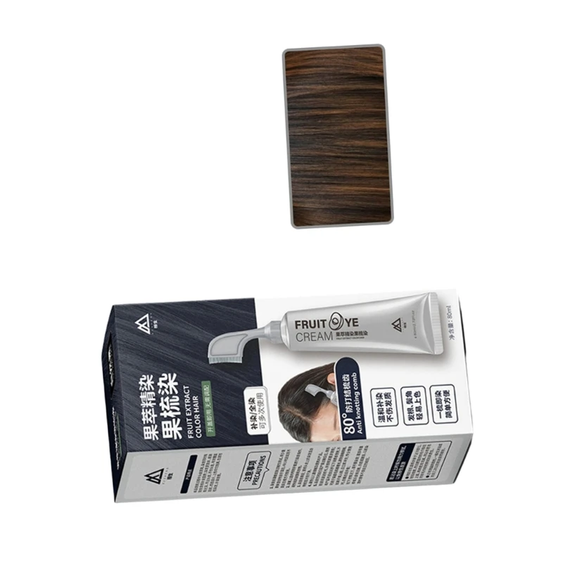 كريم لون الشعر الفاكهة الطبيعية تلوين الشعر 3 لون كريم صبغ الشعر لتغطية الشعر الرمادي صبغة شعر مع مشط قضيب 918D