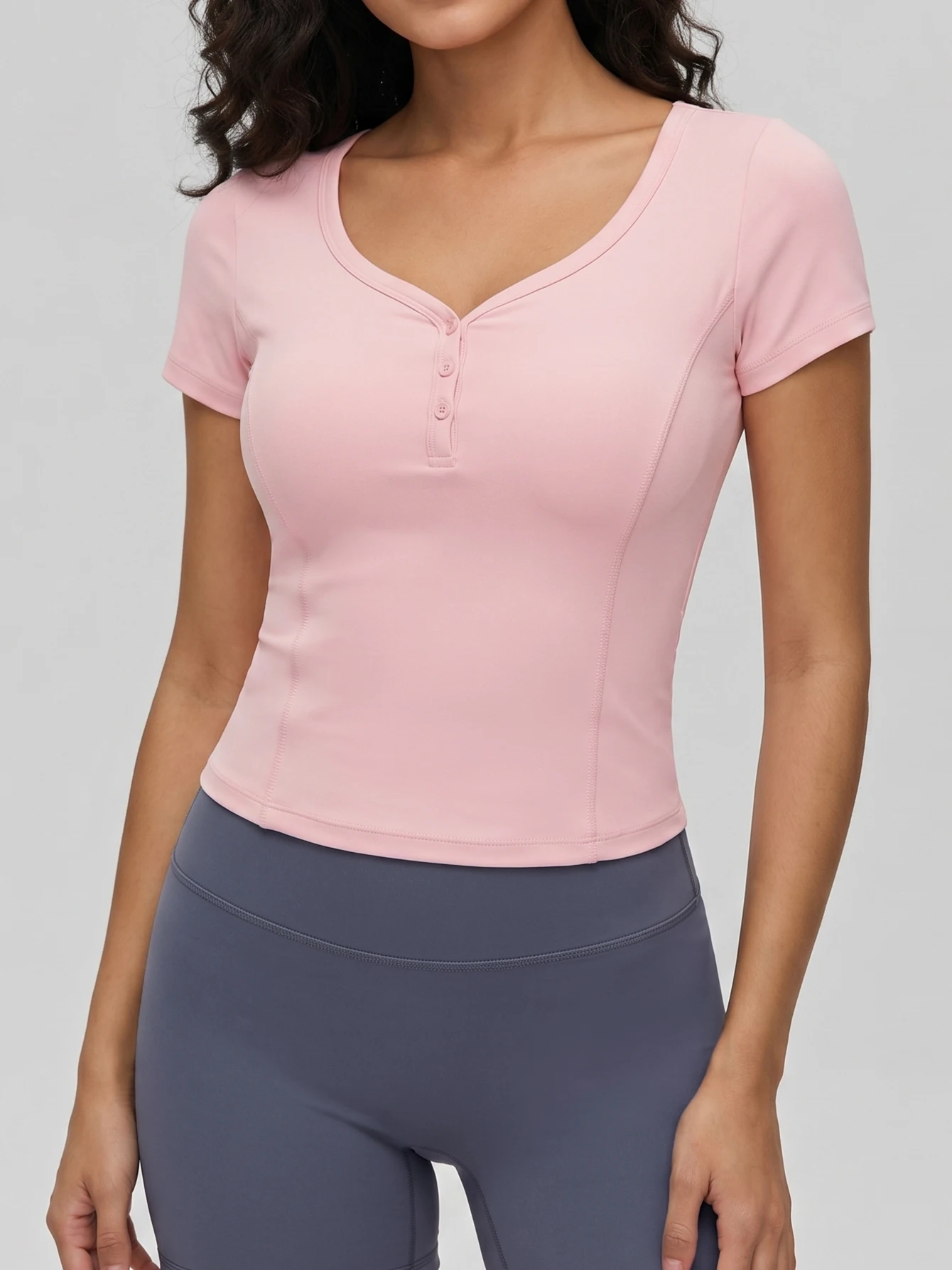 Pilates V Yoga - Camiseta de yoga con cuello en