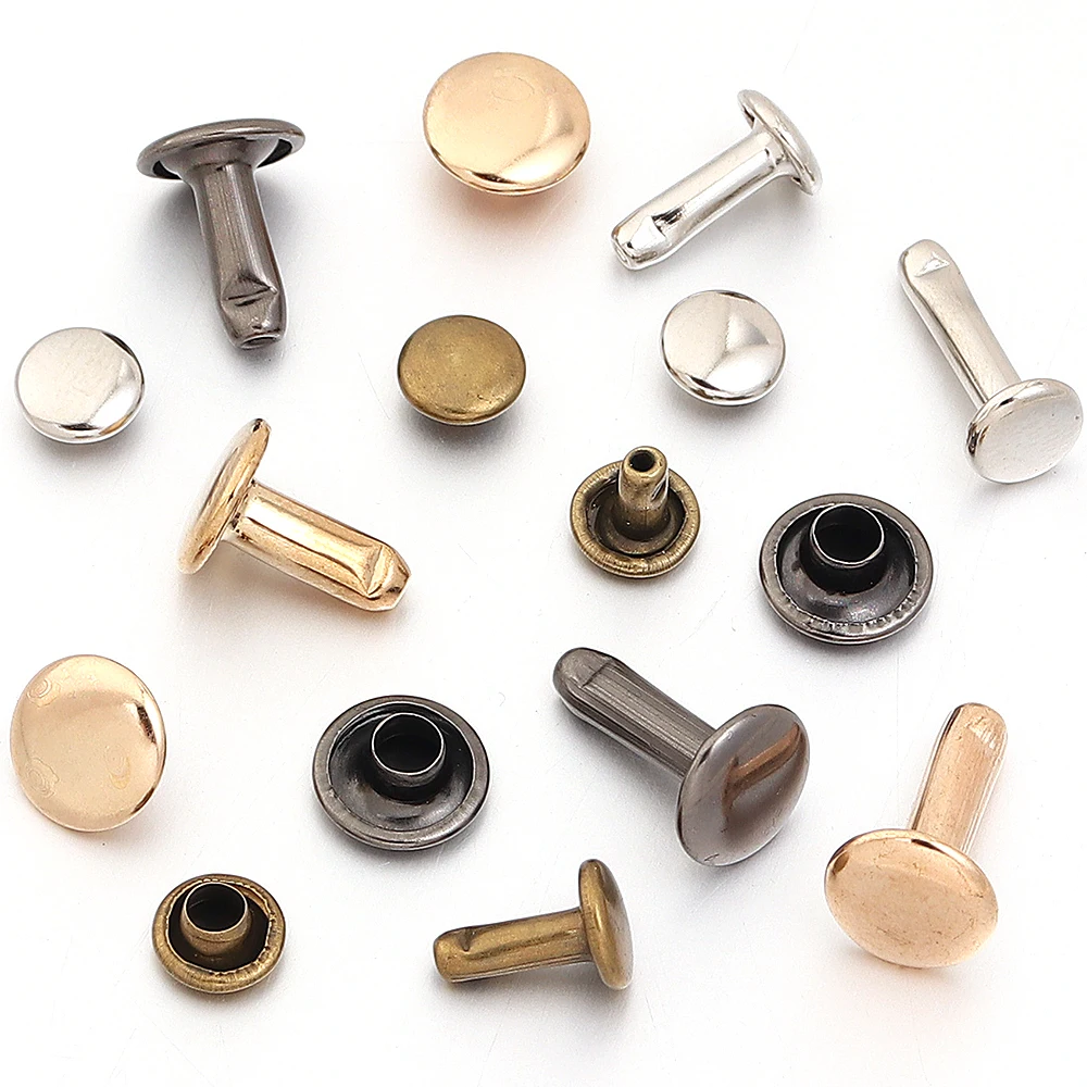 50 Sets Metall-Doppelkopf-Rundnieten, Nieten, Nagelköpfe, Spikes für Lederarbeiten, Taschen, Gürtel, Kleidungsstücke, Hüte, Schuhe, Haustierhalsbänder, Dekoration – Detail 3