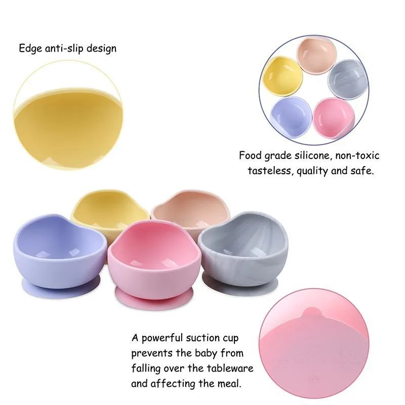 Silicone Baby Feeding Bowl Tableware for Kids Waterproof Suction Bowl BPA Free Children\'s Dishes Kitchenware Baby Stuff