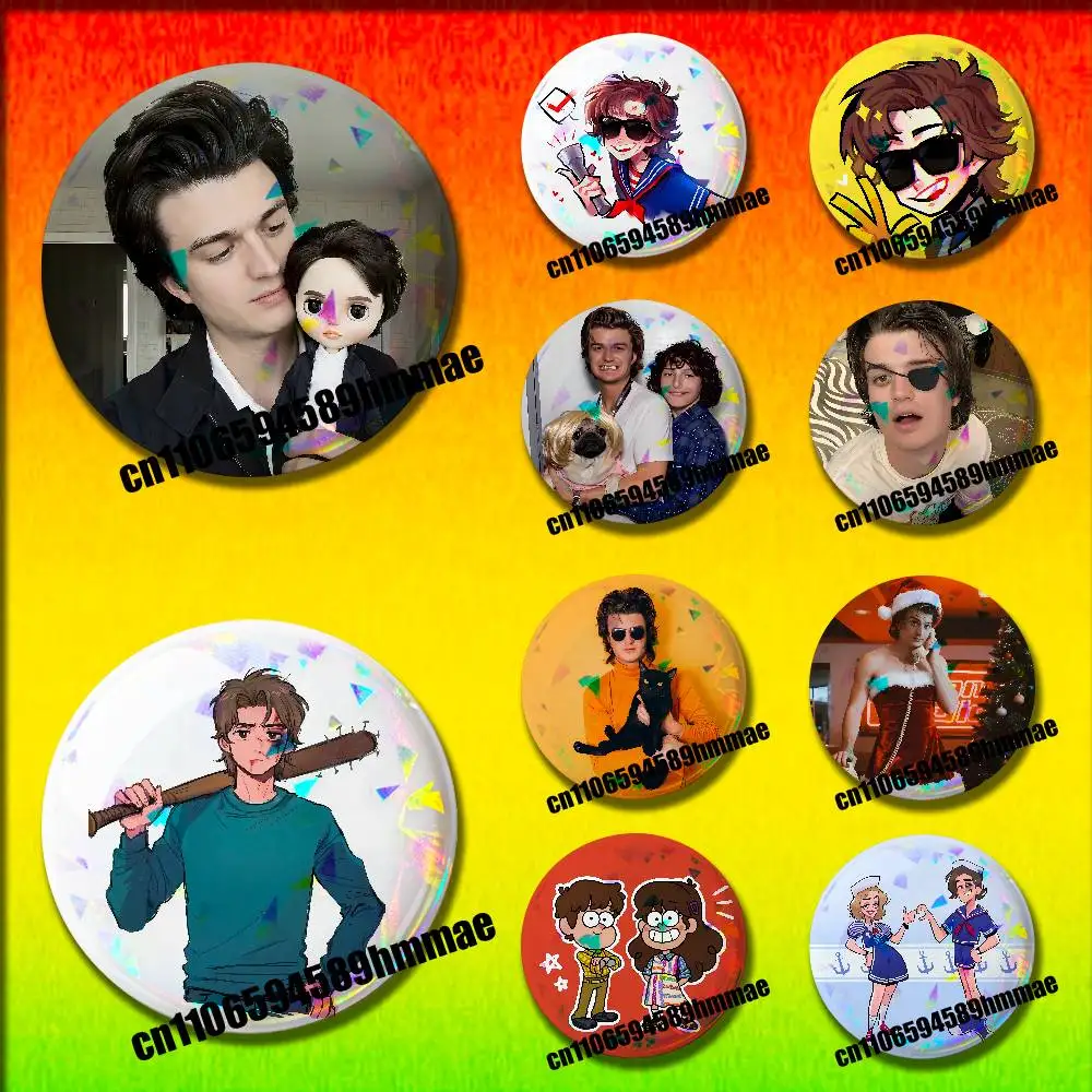 For Cat Funny J-Joe Keery Round Pins Insignia Badge Cover Brooch Button Clothes Hats Decoration 32mm