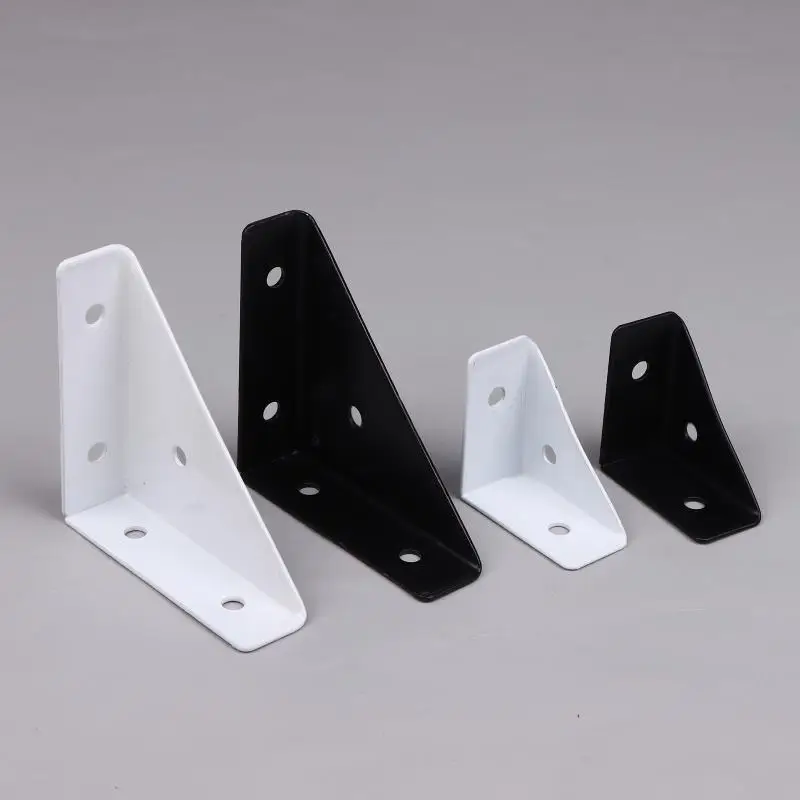 4PCS Right Triangle Corner Supports White Black Wooden Furniture Corner Connector Fasteners Suitable For Beds Cabinets