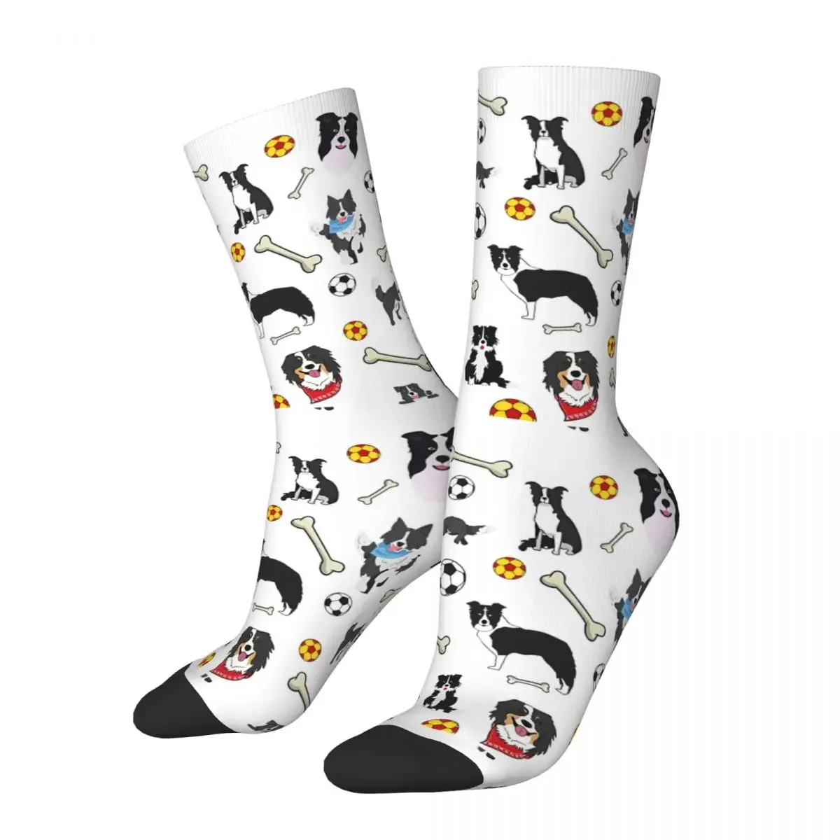 

Retro Playtime Men's Socks Border Collie Pet Dog Unisex Hip Hop Pattern Printed Crazy Crew Sock Gift