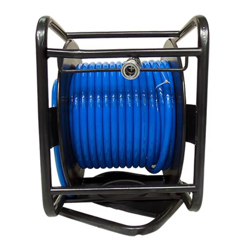Heavy-duty Hand-cranked Metal Hose Reel with 31M/61M Hose and Nozzle, Wall-mounted/floor-mounted Hose Reel