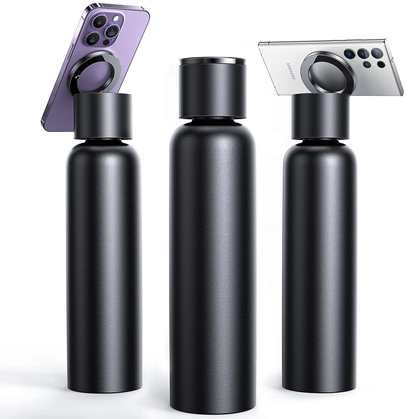 750ml Tragbare Wasserflasche mit Magnetverschluss Multifunktionaler Telefonhalter - Langlebige Outdoor-Sportflasche