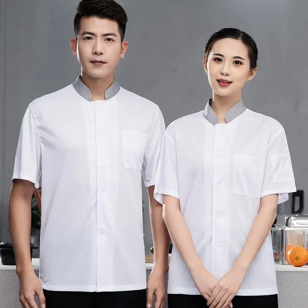 

Full Body Breathable Net Chef Work Clothes Short Sleeve Men Summer Thin Cool Dining Hotpot Back Kitchen