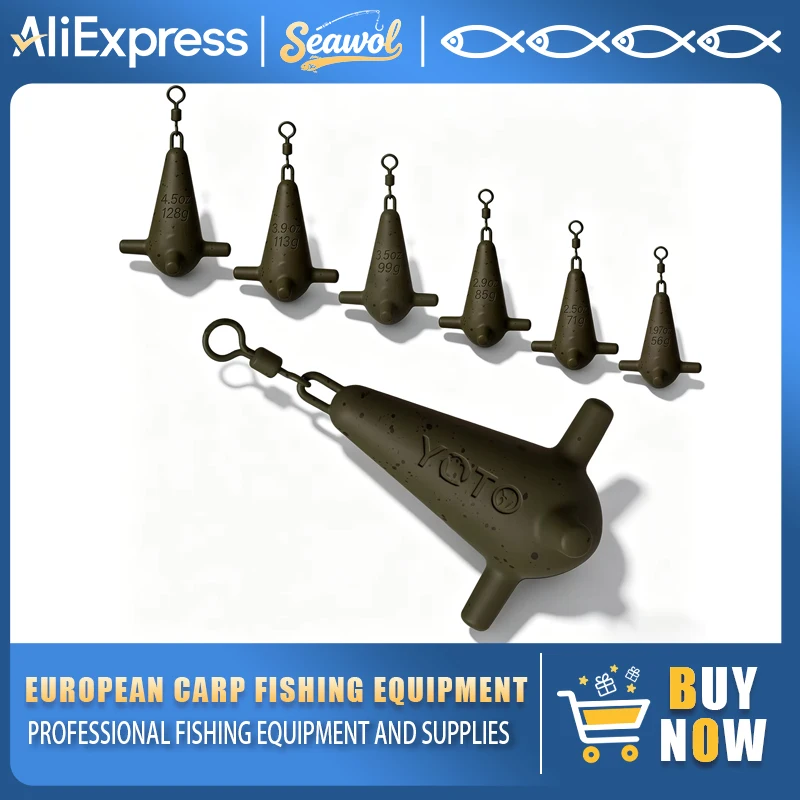 Plomada de Pesca con Forma de Submarino para Carpas, Peso de Pesca Aerodinámico para Lanzamientos a Larga Distancia, 56g–128g, Múltiples Tamaños para Carpas