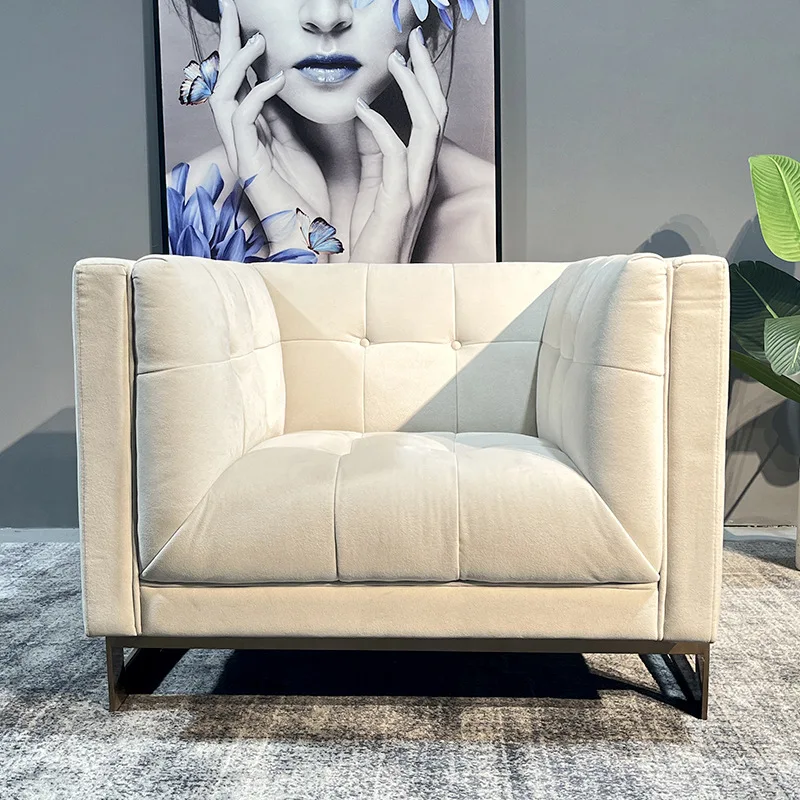 أريكة قماش فاخرة خفيفة صف مستقيم لغرفة المعيشة أريكة كسولة إيطالية #4