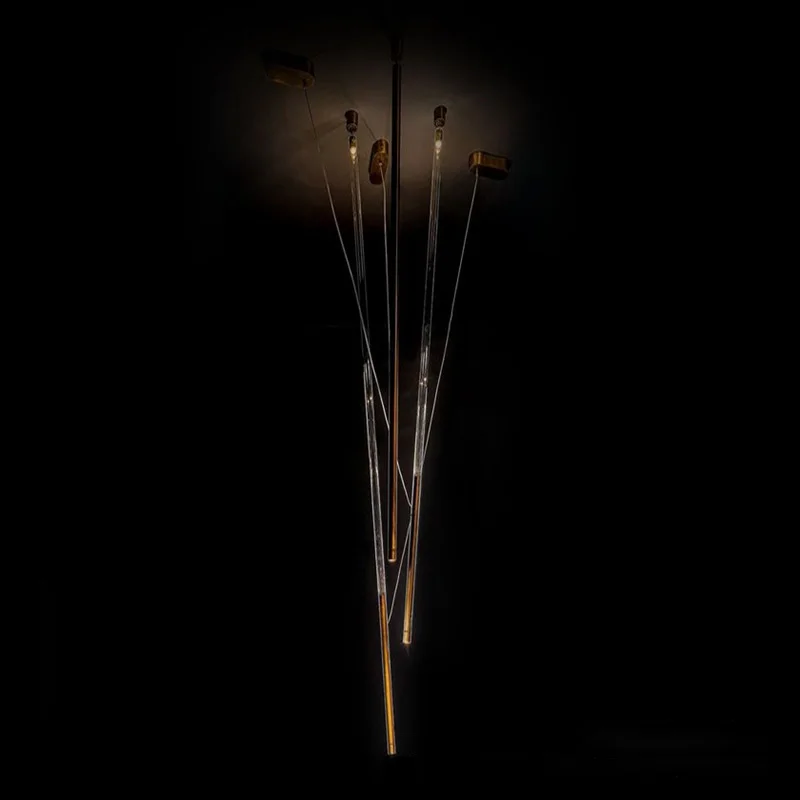 النمط الأمريكي قلادة شريط طويل ضوء الشمال LED الإضاءة الفاخرة اللون البرونزي تركيبة إضاءة لغرفة المعيشة ديكور فني #4