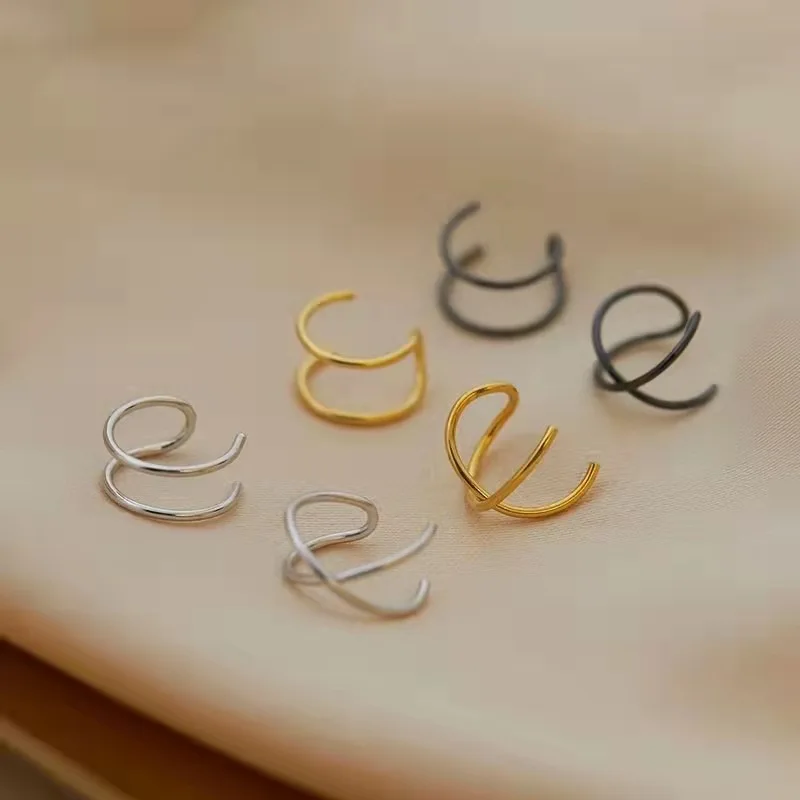 Silber Gold schwarz Farbe Punk-Stil einfache Ohrringe für Frauen Clip auf Ohrring kein Piercing Ohr Modedesign Schmuck Geschenk