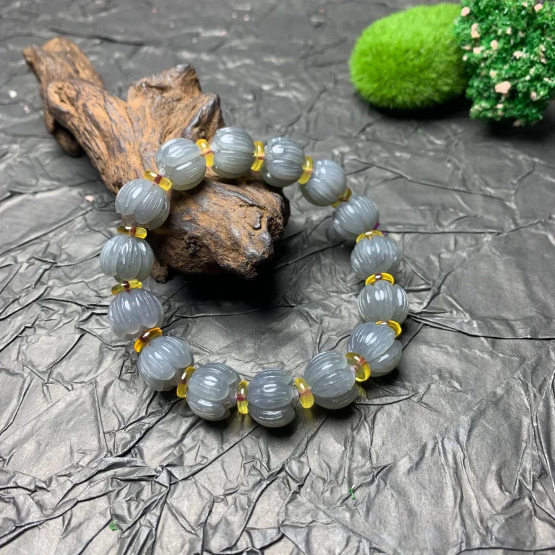 

Натуральный нефрит Хэтянь Цинхай старый материал серый синий браслет из бисера ювелирные изделия