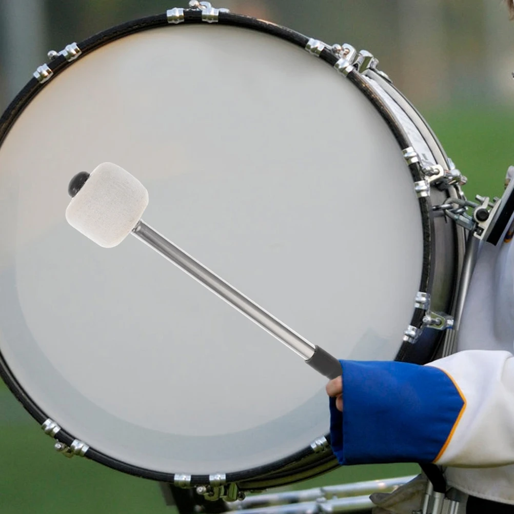 

2pcs Bass Mallet Stainless Steel Handle Wool Felt Head Professional Drumstick For Percussion Instrument Lightweight Portable