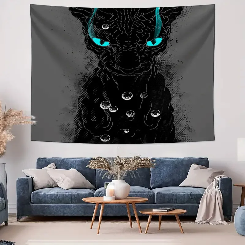 النمر الأسود نسيج الغابات الذئب القمر الجدار الشنق القوطية ديكور المنزل الظلام الأكاديمية غرفة الجمالية أنيمي نسيج غرفة نوم ليفين #4
