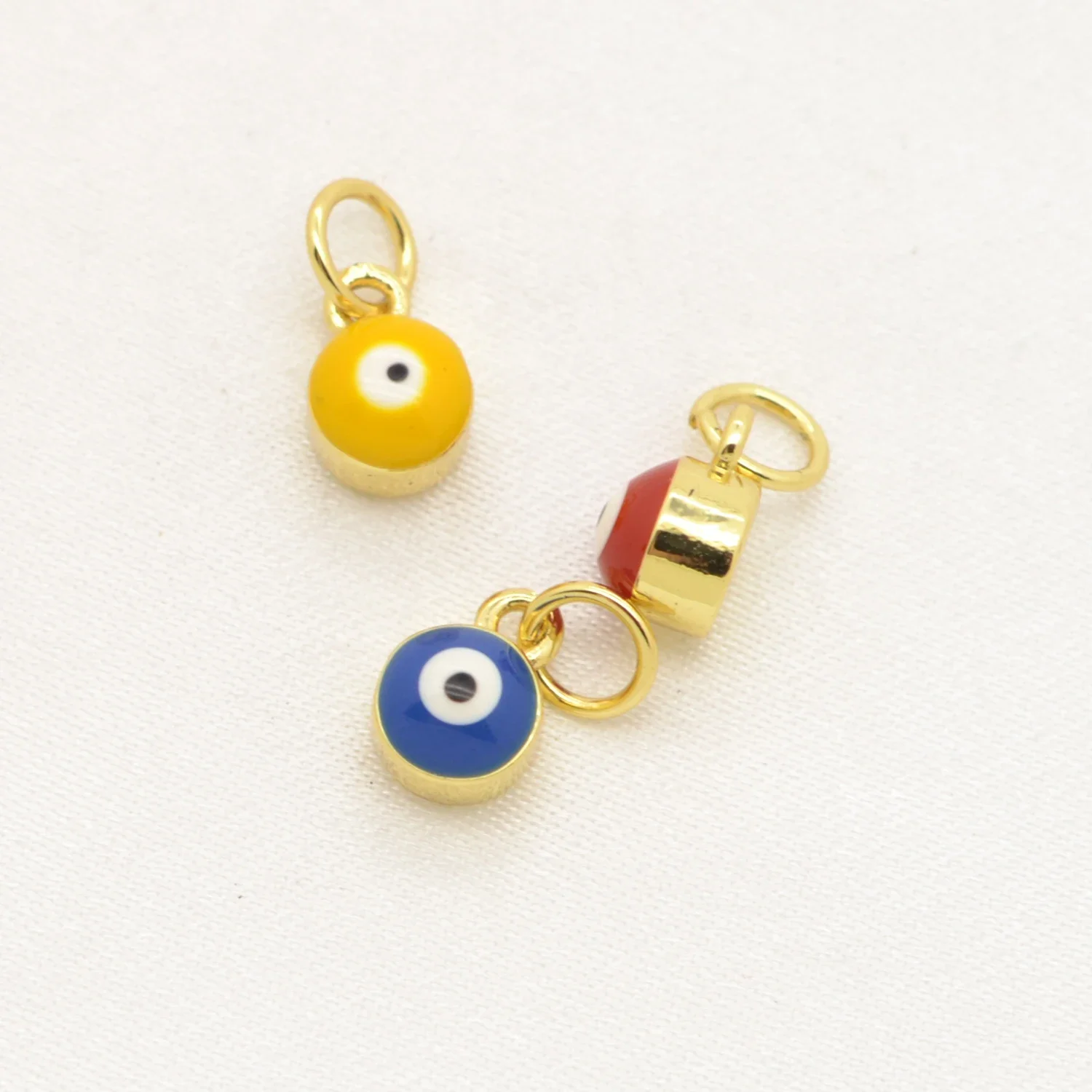 20 Pcs Devil Eye Colourful Enamel Mini Pendant Diy Bracelet Earrings Necklace Making Accessories Copper Plated Jewelry Wholesale