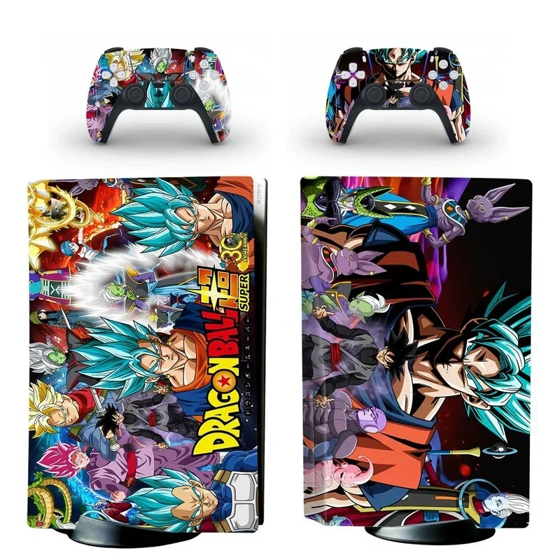 Dragon Ball Goku PS5 Naklejka Anime Kakarotto PS5 Naklejka na dysk Fajna naklejka na konsolę PlayStation 5 i 2 kontrolery