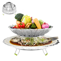 Folding Dish Steam Stainless Steel Steamer Basket Mesh Vegetable Steamer Cooker Expandable Pannen Vegetable Steamer Kitchen Tool