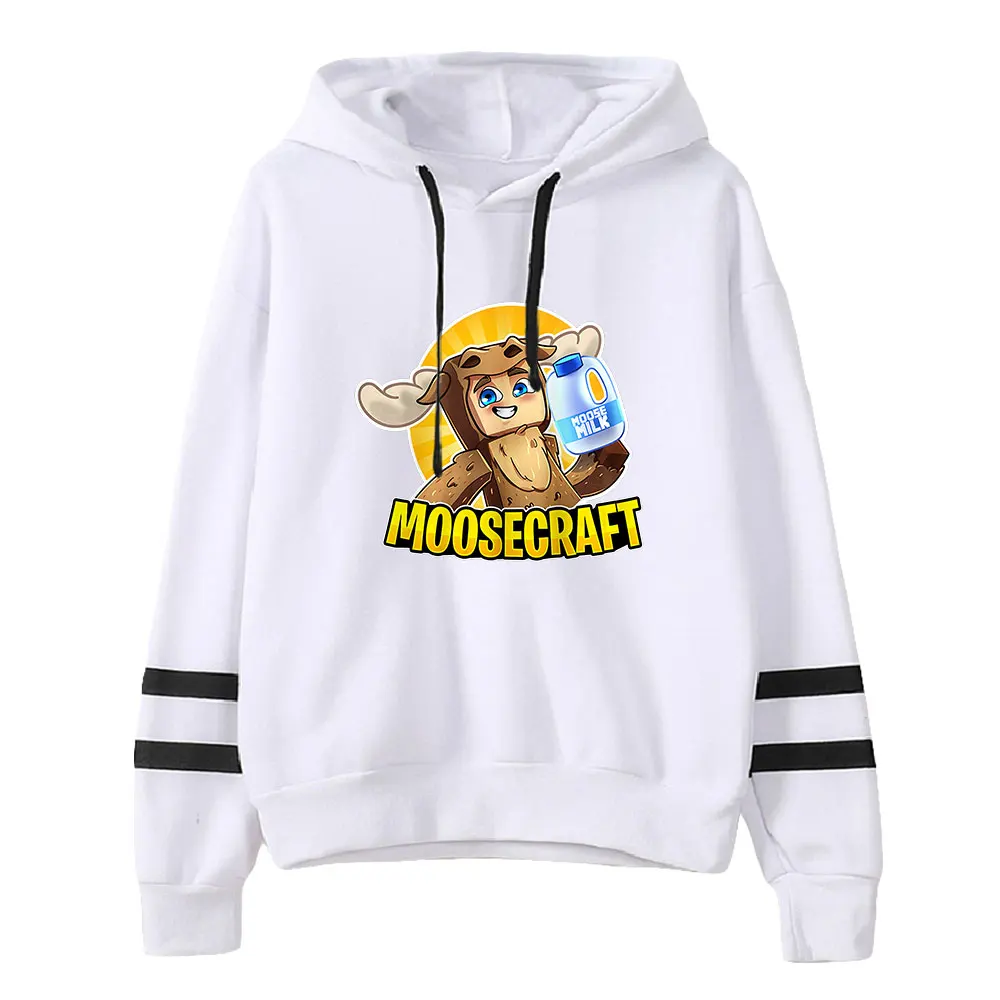 MooseCraft Hoodie Unisex Pocketless Parallel Bars Sleeve Sweatshirt Men Women Hooded Pullover Casual Style Clothes