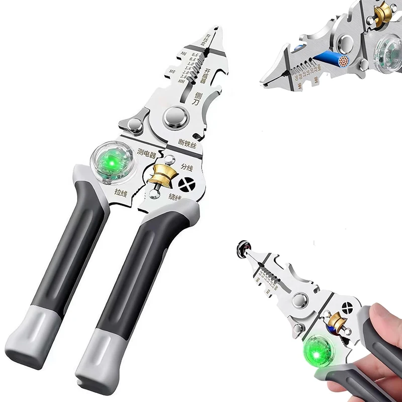 

10 IN 1 Foldable Wire Stripper With Electricity Measurement Plier For Cutting Pulling Wires Cable Electrician Scissors
