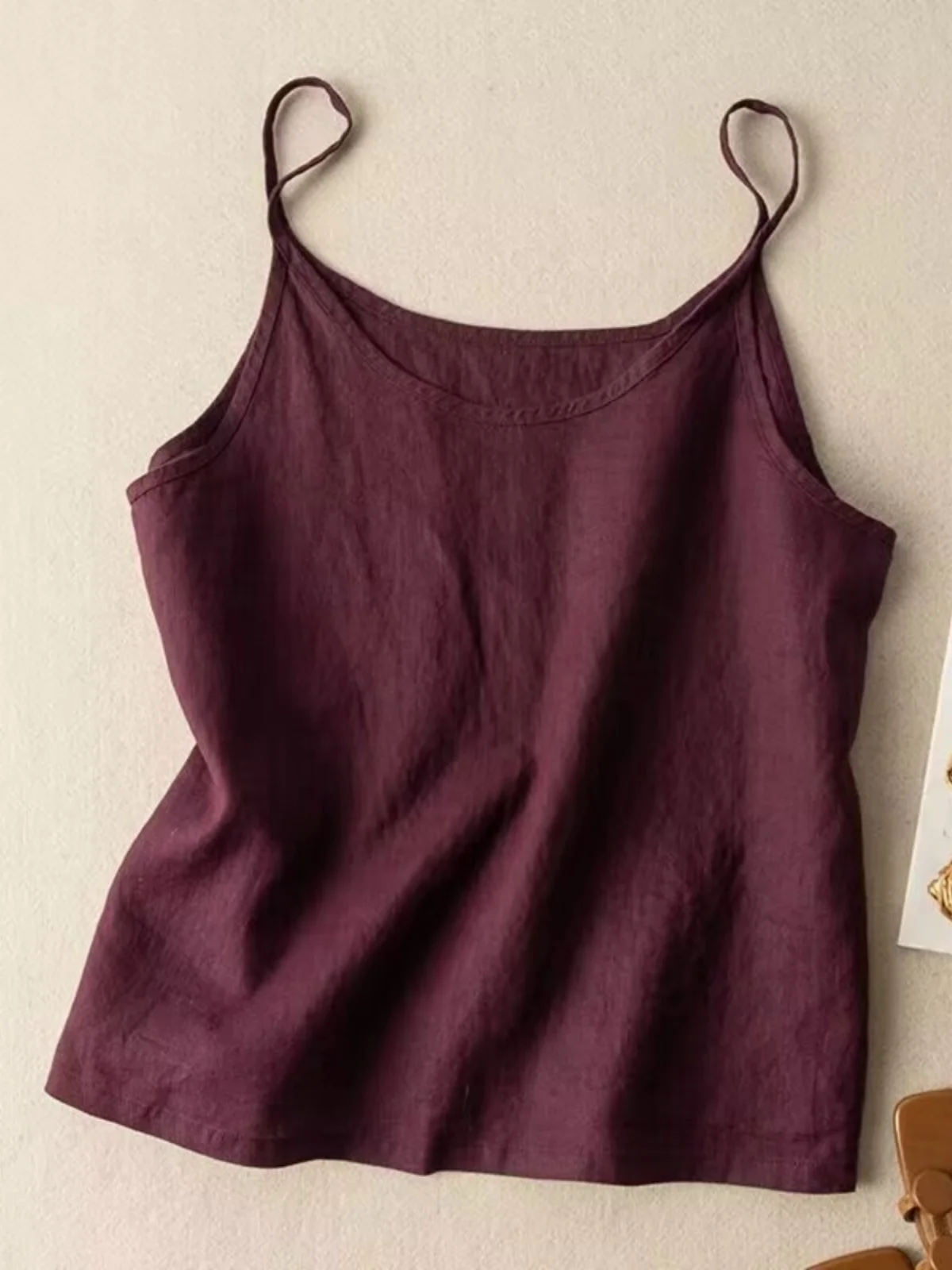 Novo verão feminino linho colheita superior camada base colete solto redondo ne emagrecimento interior e exterior usar algodão linho redondo ne irt