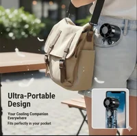 Mini ventilateur portatif amélioré à forte puissance de ventilation et compresse froide - Recharge USB, vitesse réglable / Moteur haute vitesse 6