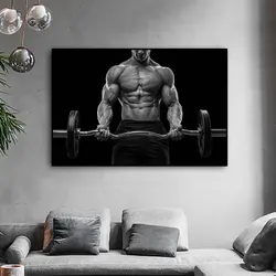 Muscle Fitness Poster Print Sport Workout Picture Painting Bedroom Mural Motivating Gym Home Decoration Living Room Framework