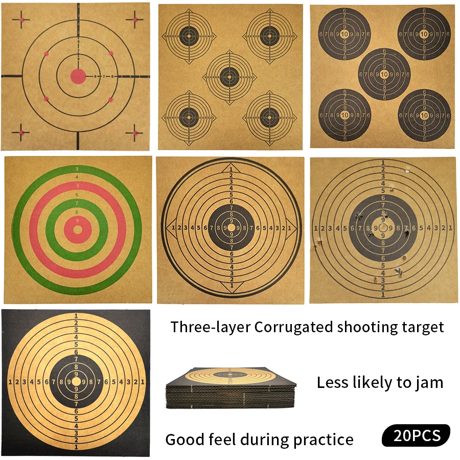 20 Pcs 5.5 Inch Shooting Target Paper 3 Layer Kraft Corrugated Cardboard for Plastic Lead Pellet BB Gun Multi-Purpose Practice
