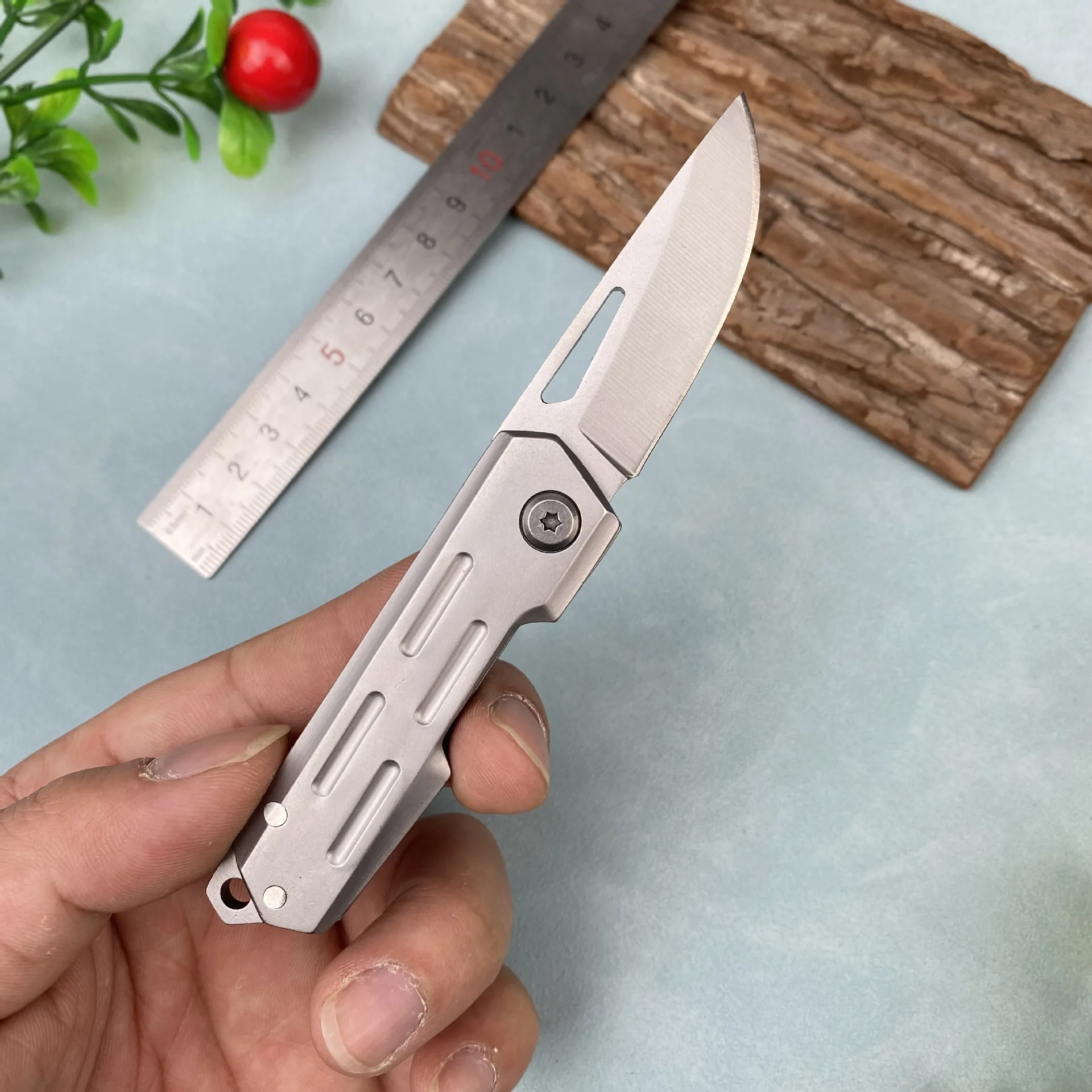 Sandblasted Stainless Steel Pocket Knife Outdoor Camping Folding Knife Military Utility Hand Tool EDC Knife for Self Defense