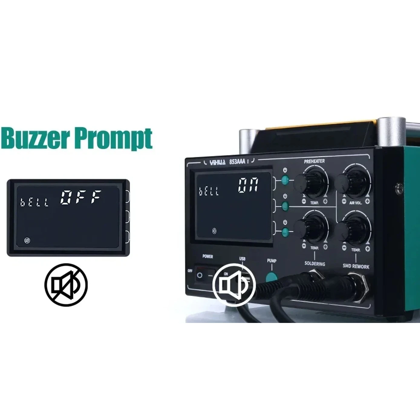 

YIHUA 853AAA-I BGA Rework ,Desoldering, Hot Air gun 1180W Soldering, 100-480°C Hot Air, Phone Screen Separator