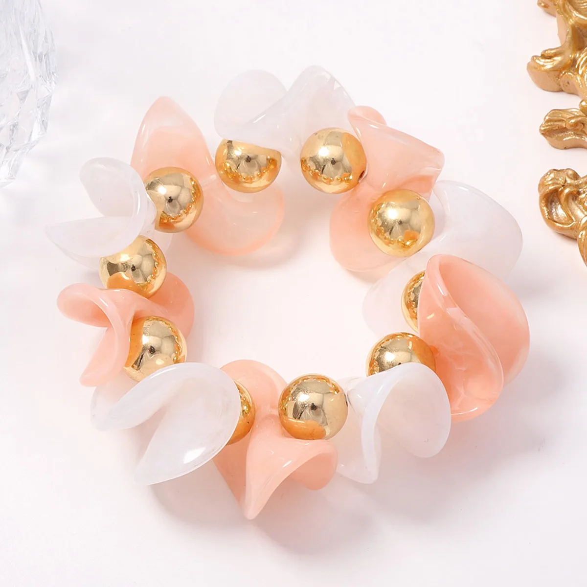 Bohemian Acrylic Irregular Beads Bracelet Stackable Elastic Beaded Bracelet Multi-Color Handmade Bracelet for Women