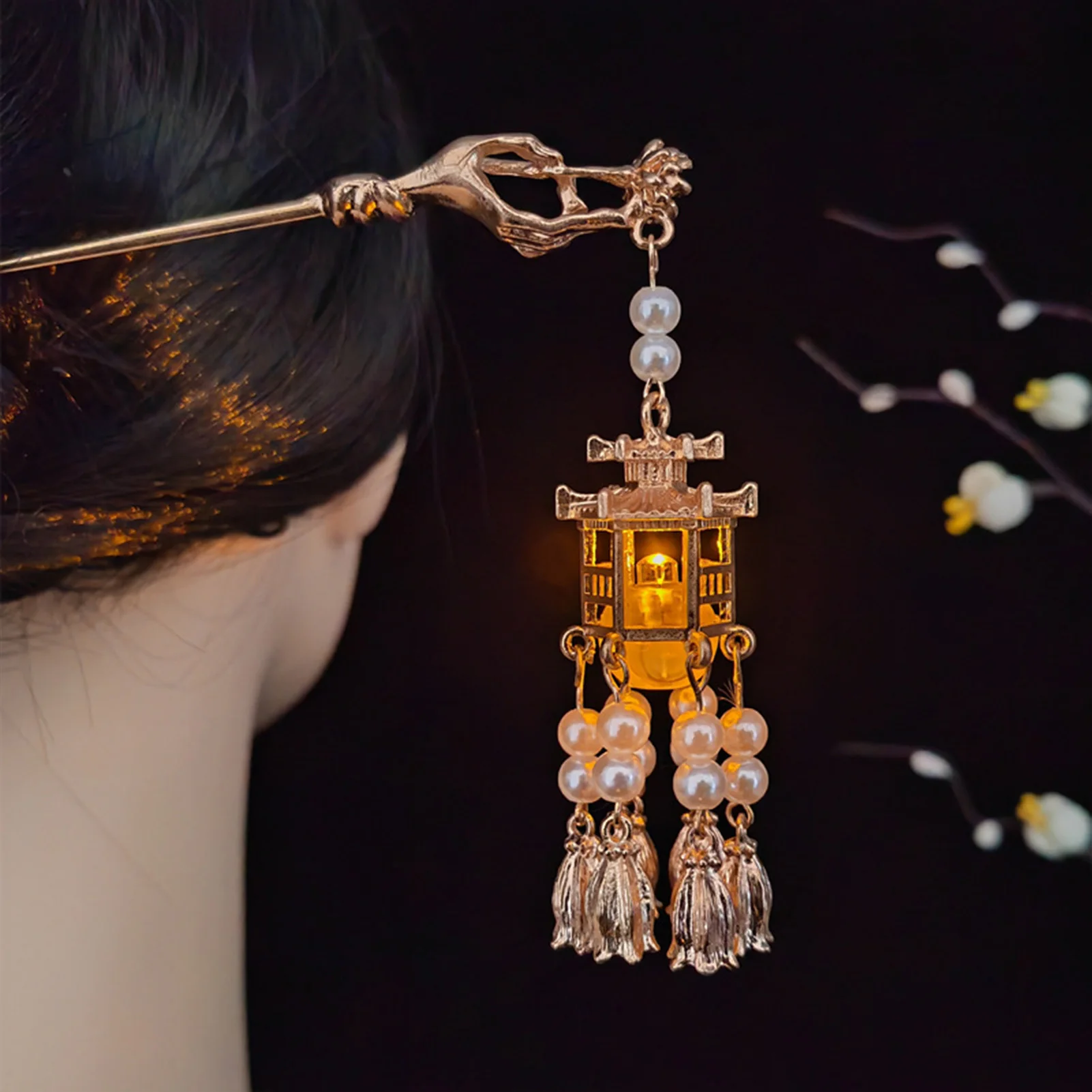 Retro Chinese Style Hair Sticks Forks with Led Light Women Girls Halloween/Christmas Costume Party Hairpins Hair Jewelry Decor