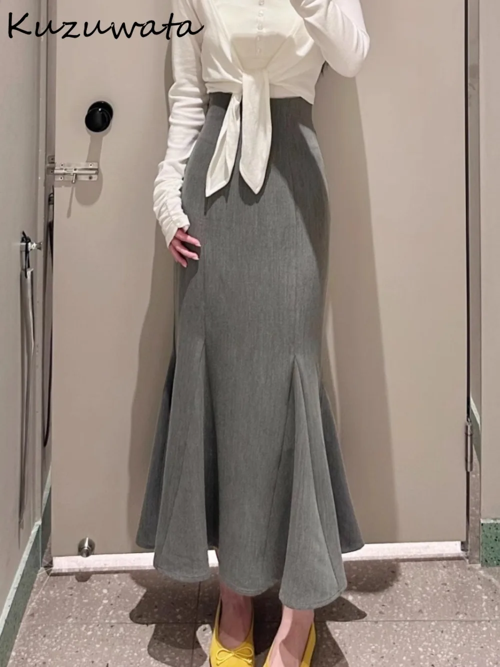 

Kuzuwata Mermaid Celebrity Elegant Temperament Skirt Bodycon Slim Classic High Waist Faldas Japan French Mid-length Mujer Falda
