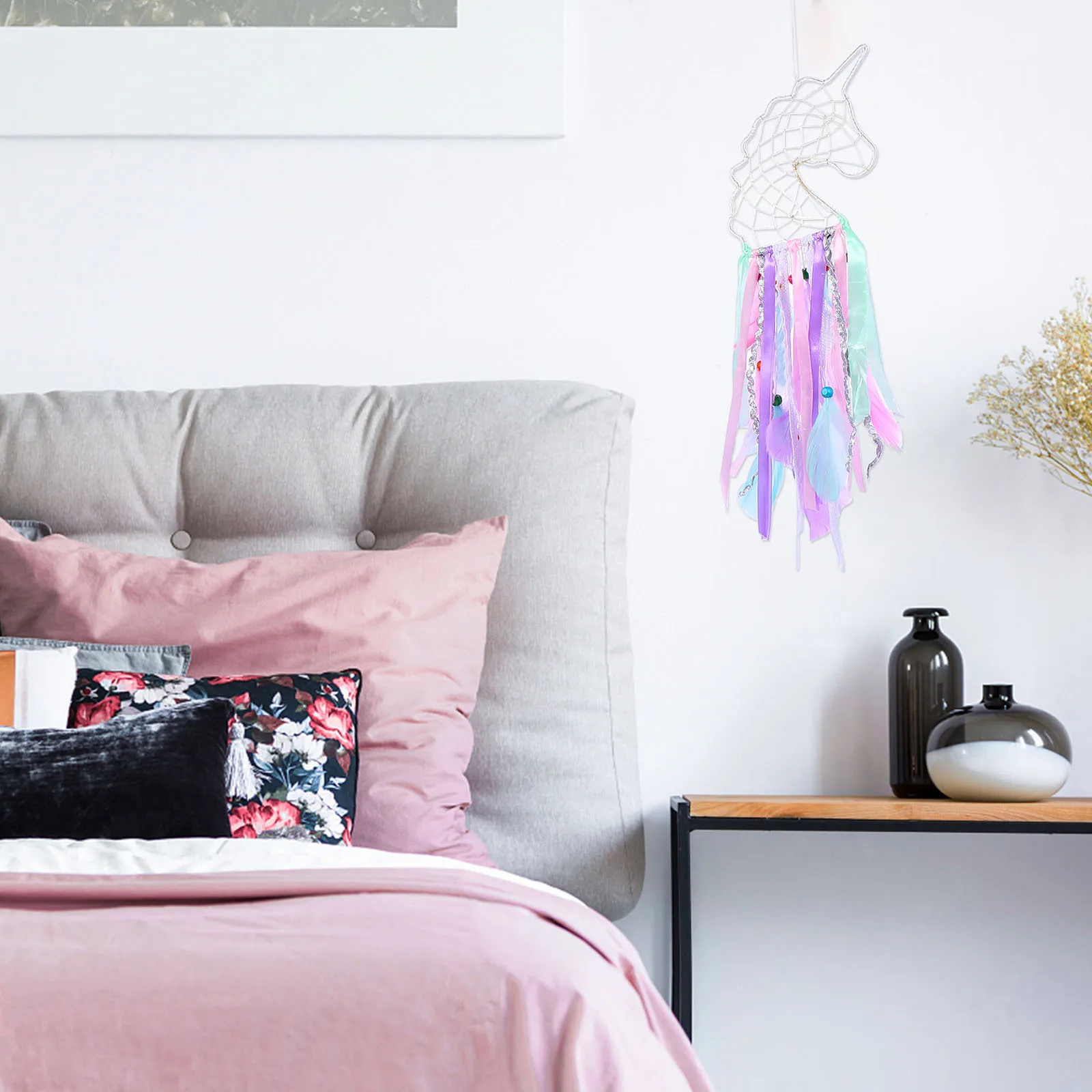 

1Pcs Unicorn Night Light Premium Dreamcatcher Pendant Handmade Hanging Ornament for Bedroom Wall Decor Kids Room Gift