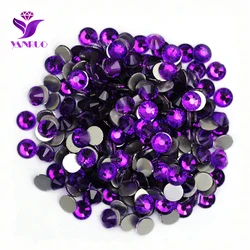 YANRUO 2058NoHF SS16-SS30 Charm velluto viola Non Hotfix Strass Crystal Nails Art fissaggio a freddo Crystal Nail Gmes fai da te