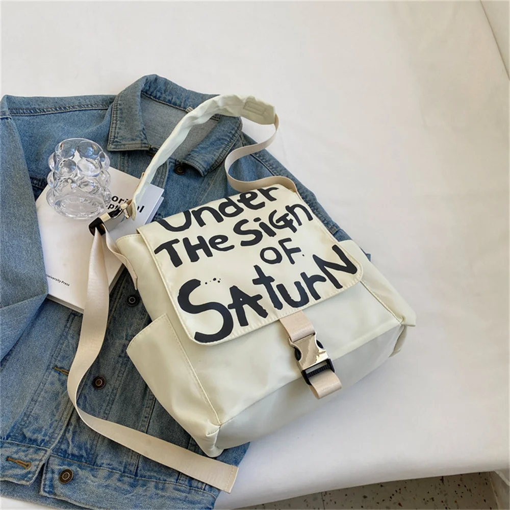 Kpop Kang Seul Gi Same Style Shoulder Bag Personalized Graffiti Letter Large Capacity Mailman Bag Crossbody Bag Street Back Big